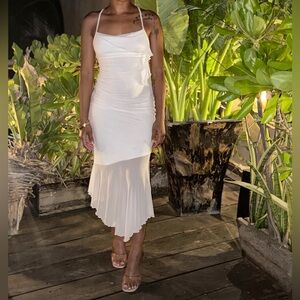 Elegant White Halter Dress